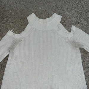 White open shoulder sweater